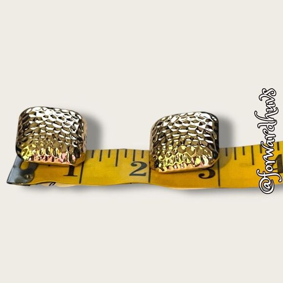 Bundle Sale 3 for $15 | Gold-Tone Textured Square Clip-On Earrings - Picture 7 of 8